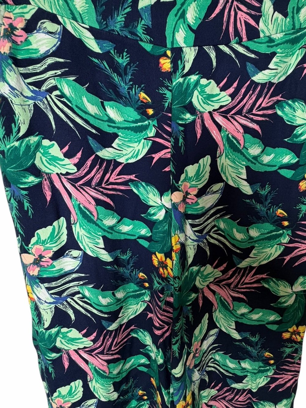 LOFT Tropical Wide Leg Pants XS Navy Floral Resort Boho Lounge Vacation - Picture 3 of 9